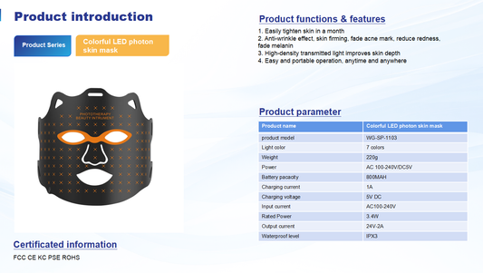 New Generation LED Light Therapy Mask - 7-Color Photon Skin Rejuvenation with Essence Import Function