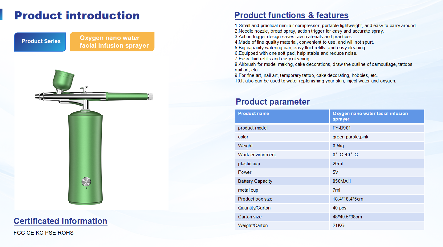 B901 Oxygen Infusion Device - Professional & Home Use Nano Moisturizing Steamer with Essence Import Function