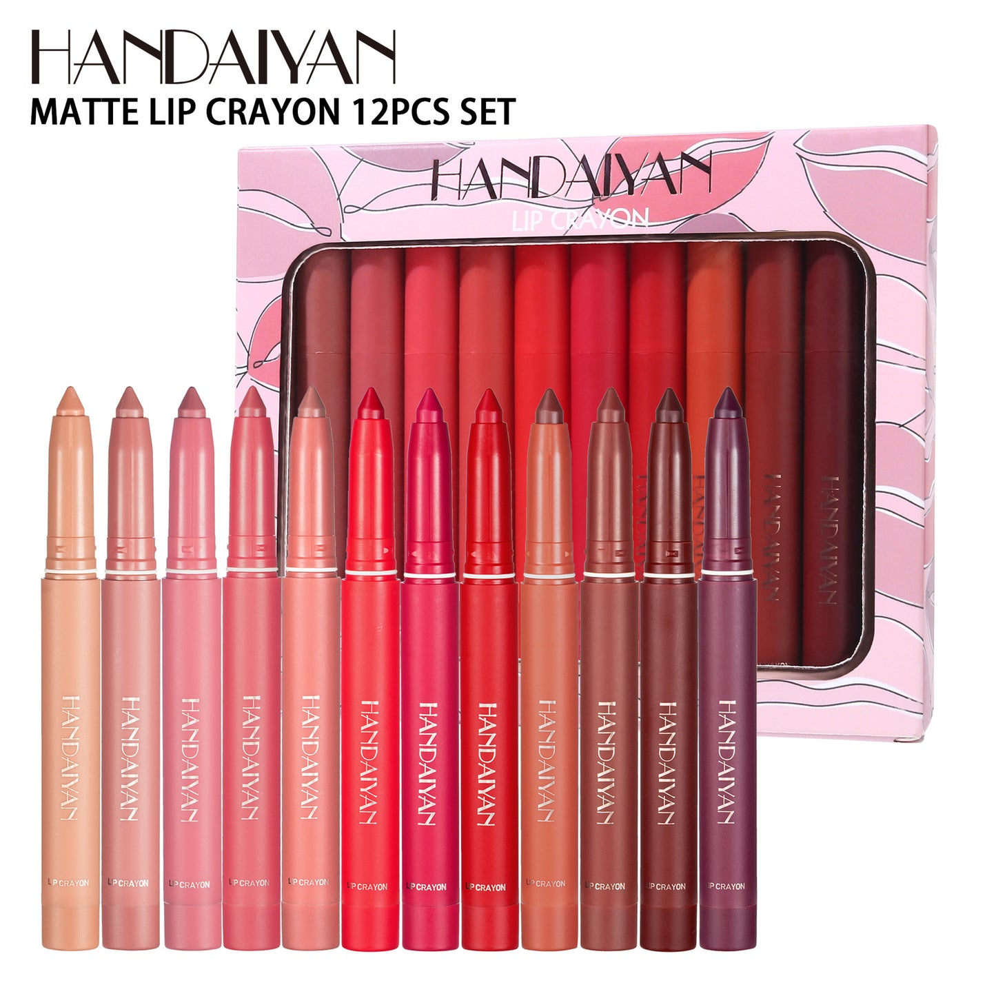 HANDAIYAN 12-Color Long-Lasting Lip Liner Set
