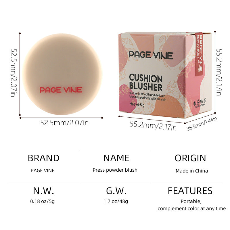 PAGE VINE Cream Blush Compact with Refill