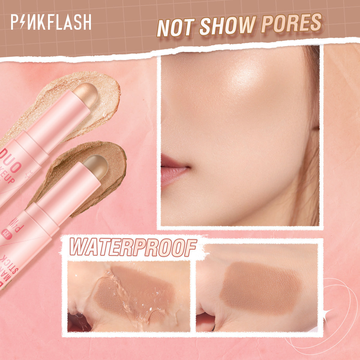 PINKFLASH Dual-Ended Blush & Highlighter Stick