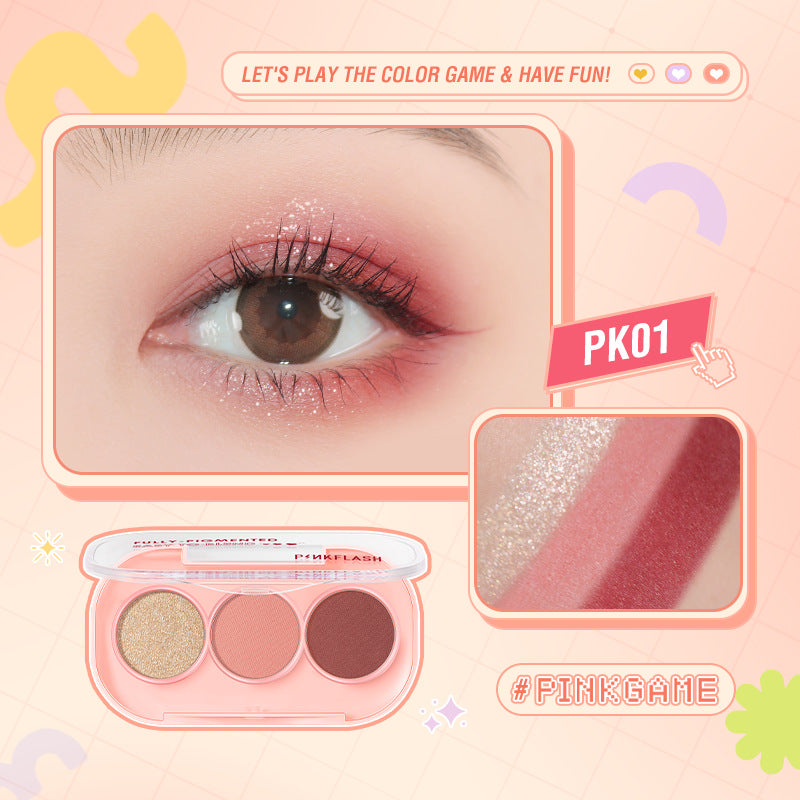 PINKFLASH 3-Color Girly Eyeshadow Palette