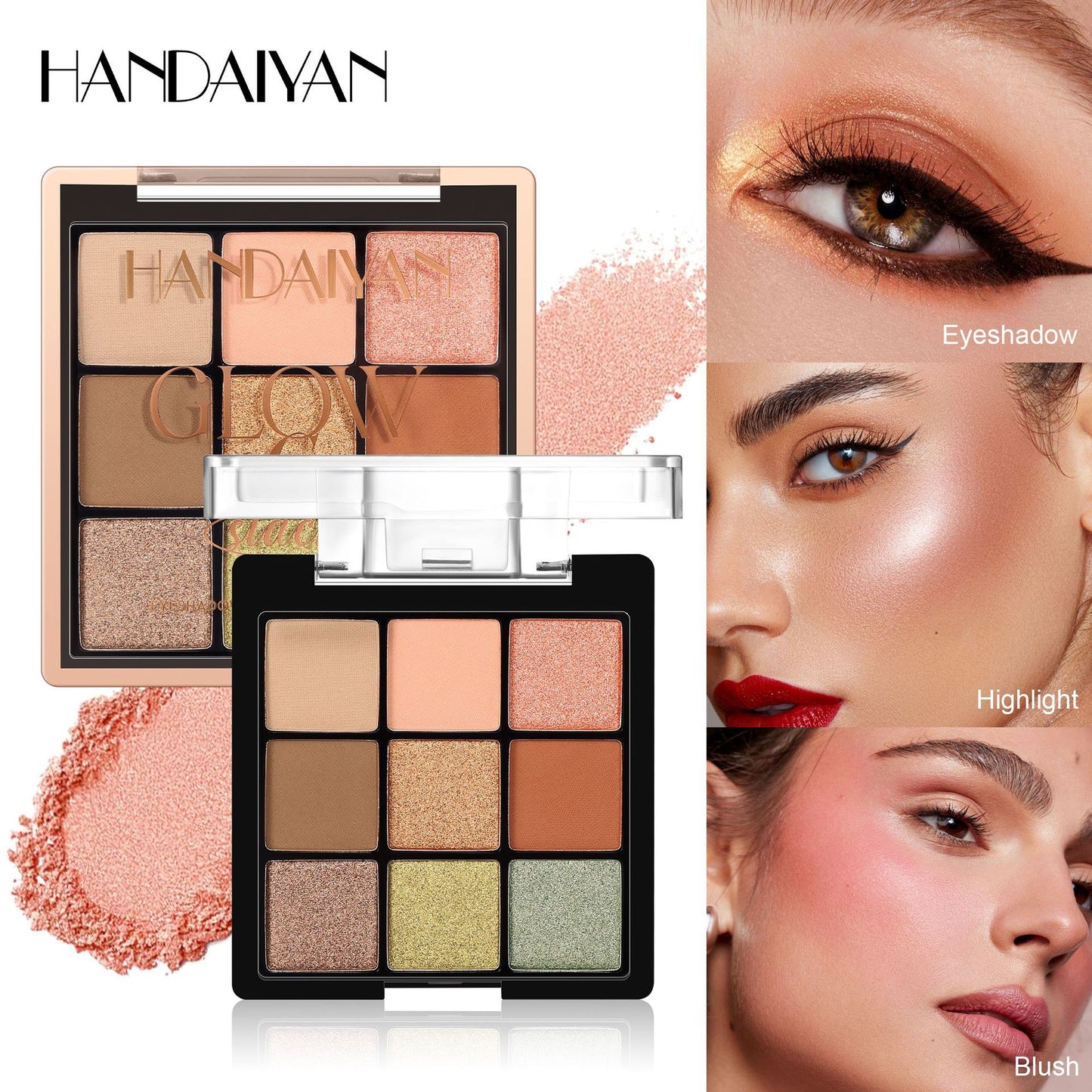 HANDAIYAN 3-in-1 Eyeshadow, Blush & Highlighter Palette