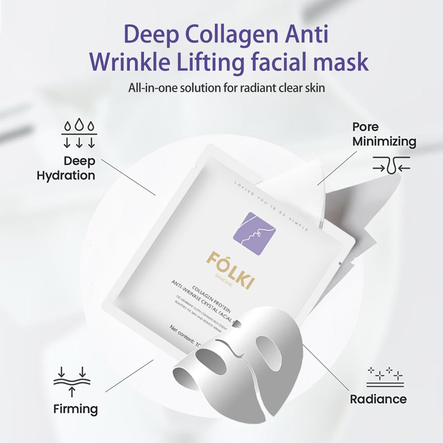 FOLKI Deep Collagen Face Mask 4pcs – Whitening & Transparent Glow