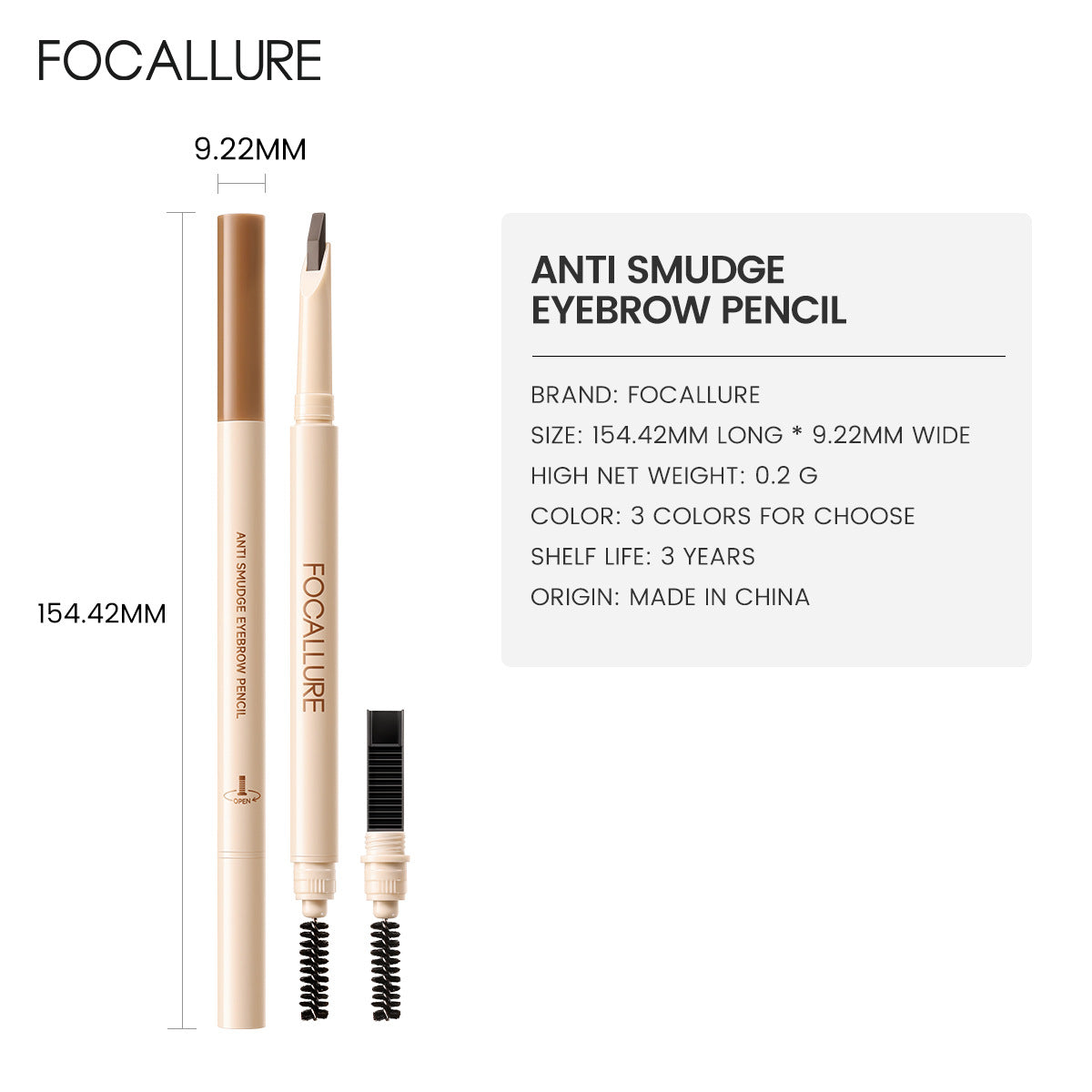 FOCALLURE Knife-Cut Brow Pencil (Wild Brow Style)