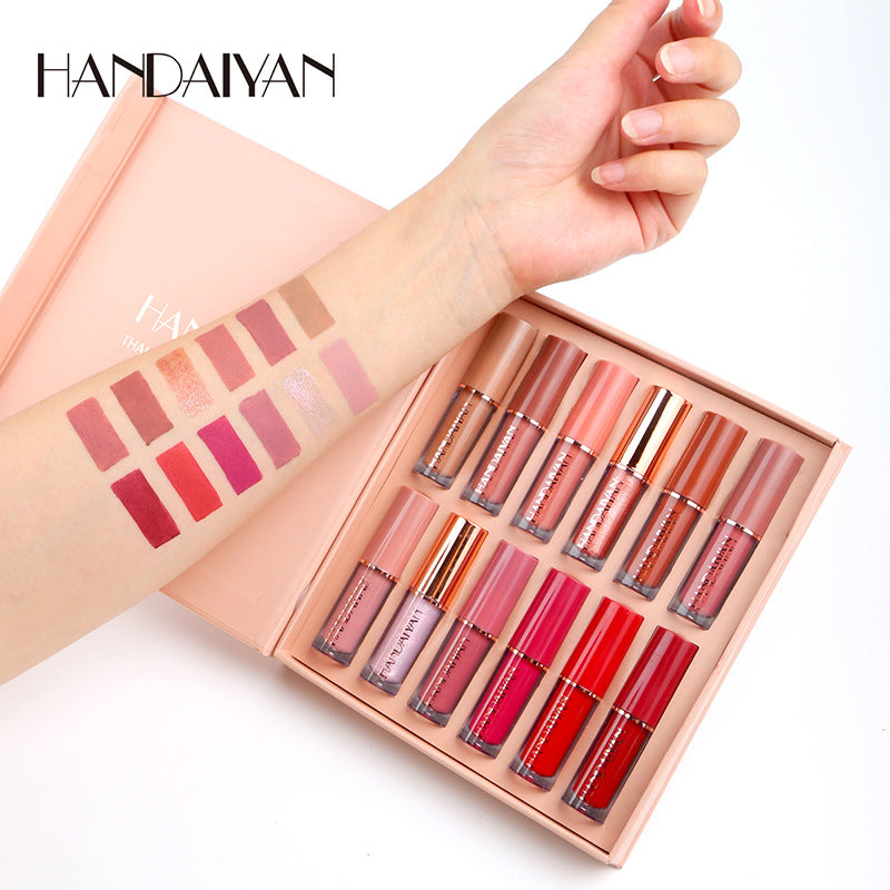 HANDAIYAN 12-Color Pearlescent Lip Gloss Palette