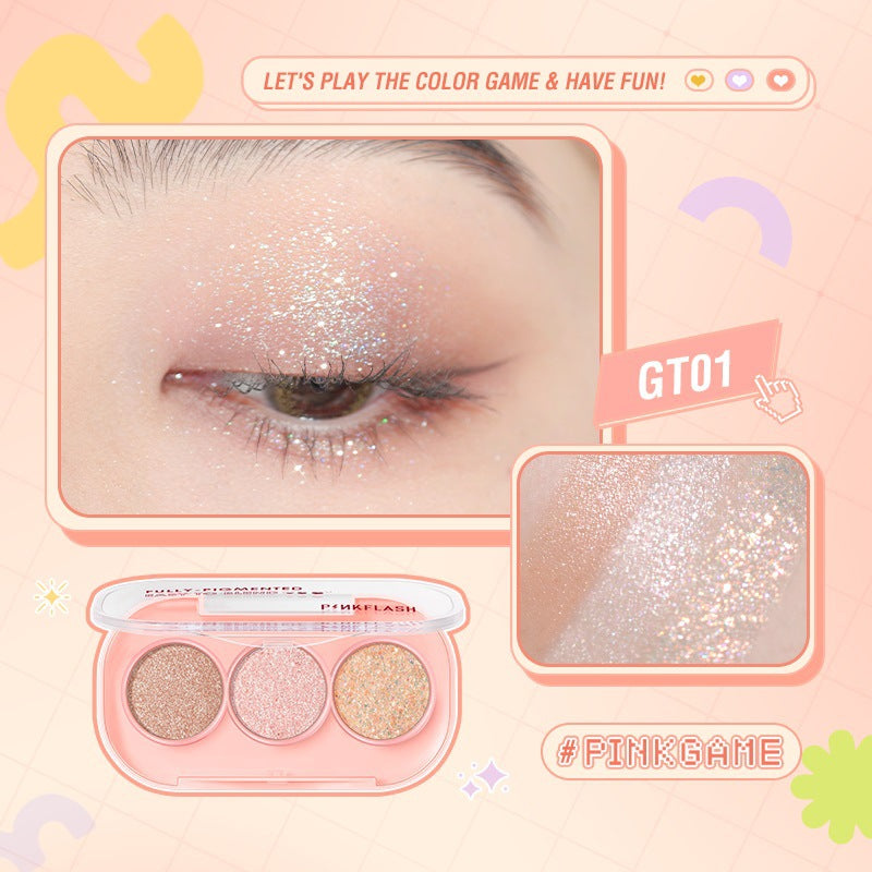 PINKFLASH 3-Color Girly Eyeshadow Palette