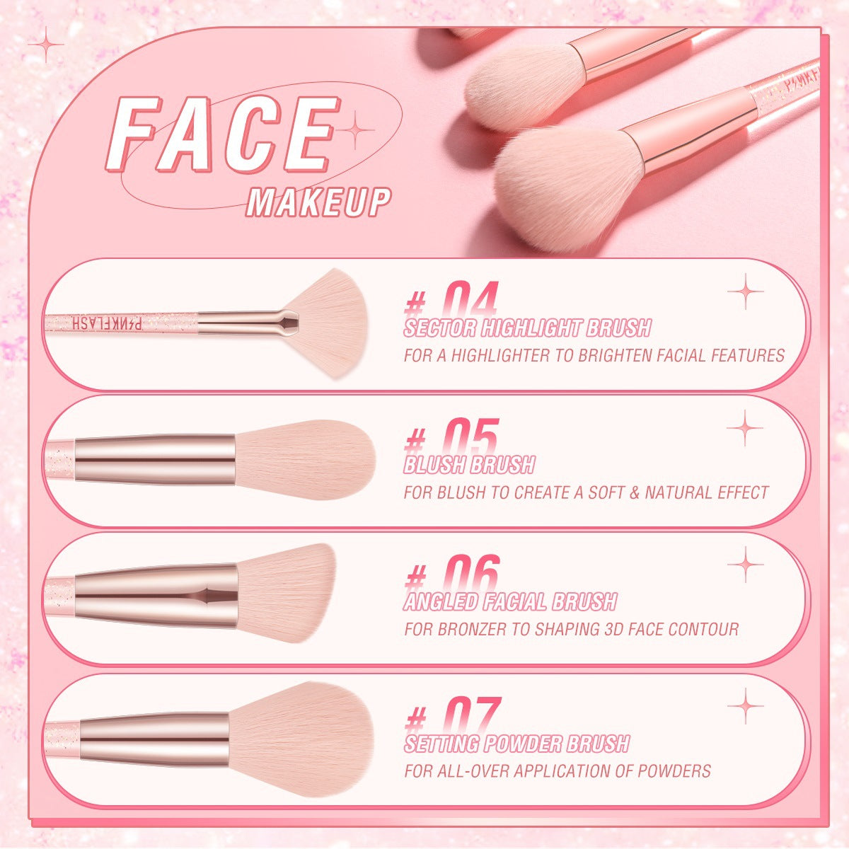 PINKFLASH Pink Set Makeup Brushes