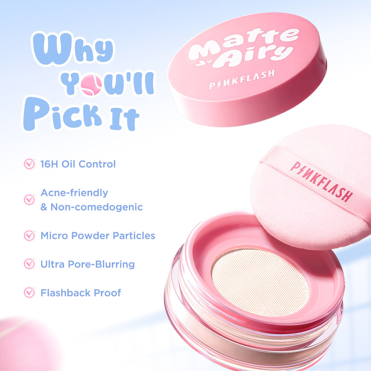 PINKFLASH Lightweight Matte Setting Powder