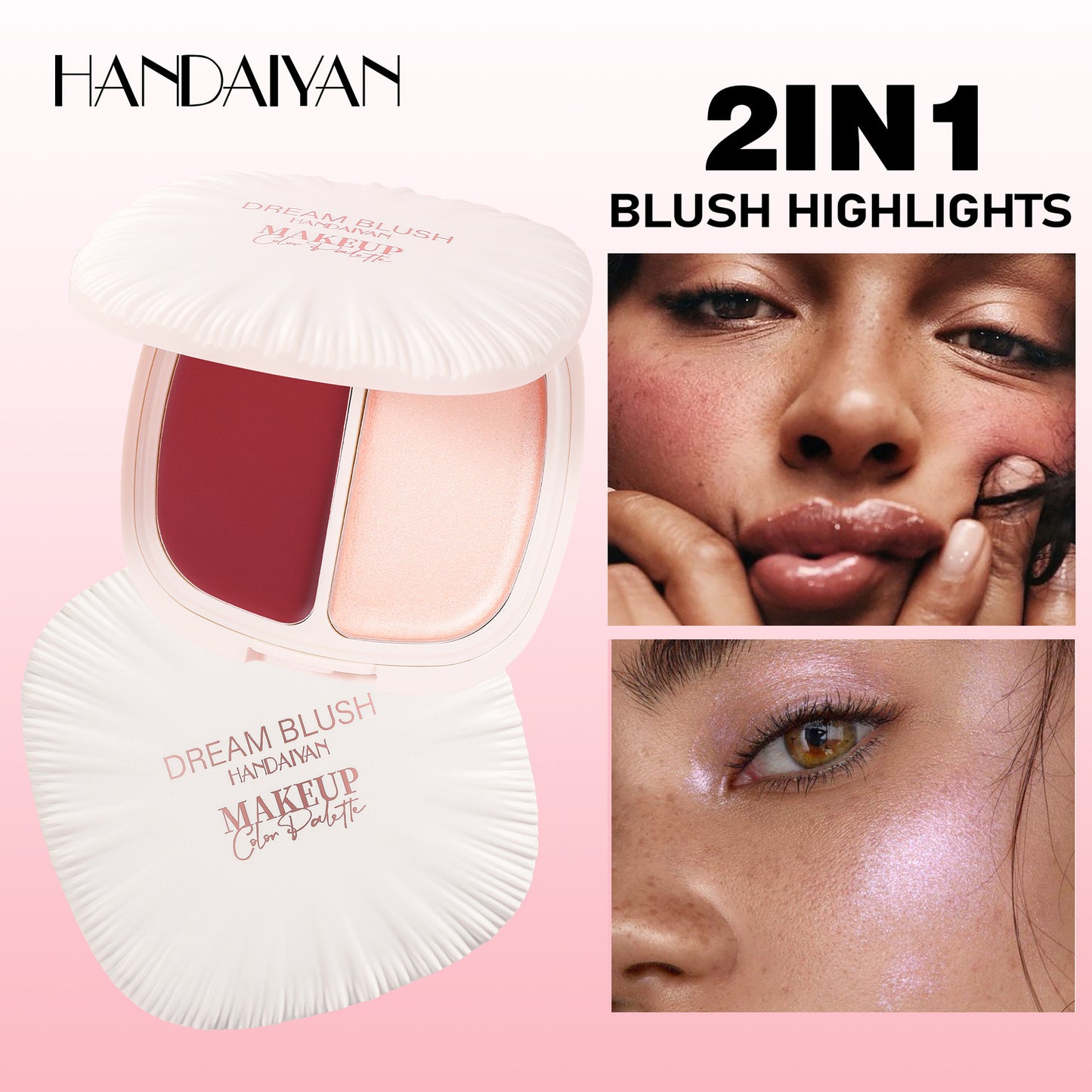 HANDAIYAN 2-in-1 Blush & Highlighter Palette