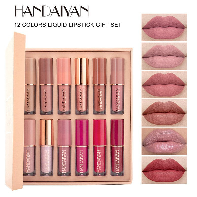 HANDAIYAN 12-Color Pearlescent Lip Gloss Palette