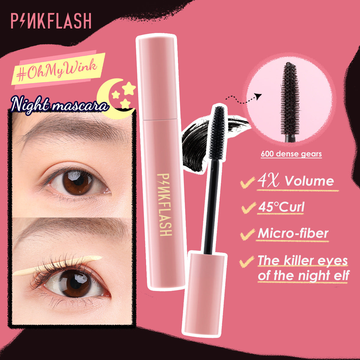 PINKFLASH Waterproof Smudge-Proof Mascara