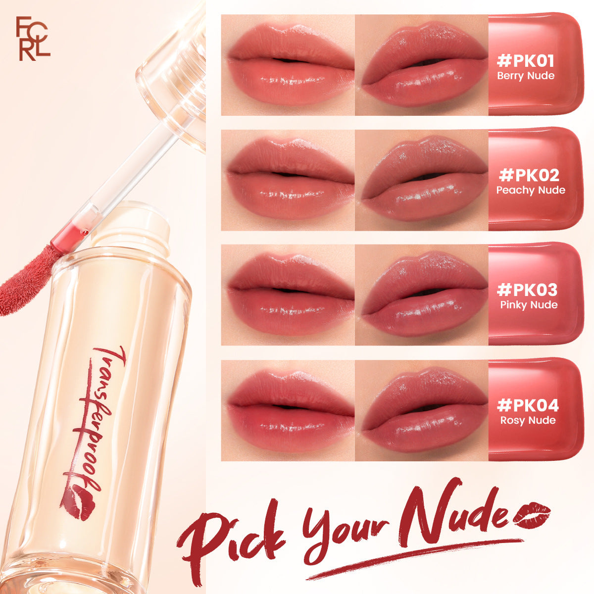 FOCALLURE Glassy Transfer-Proof Lip Gloss