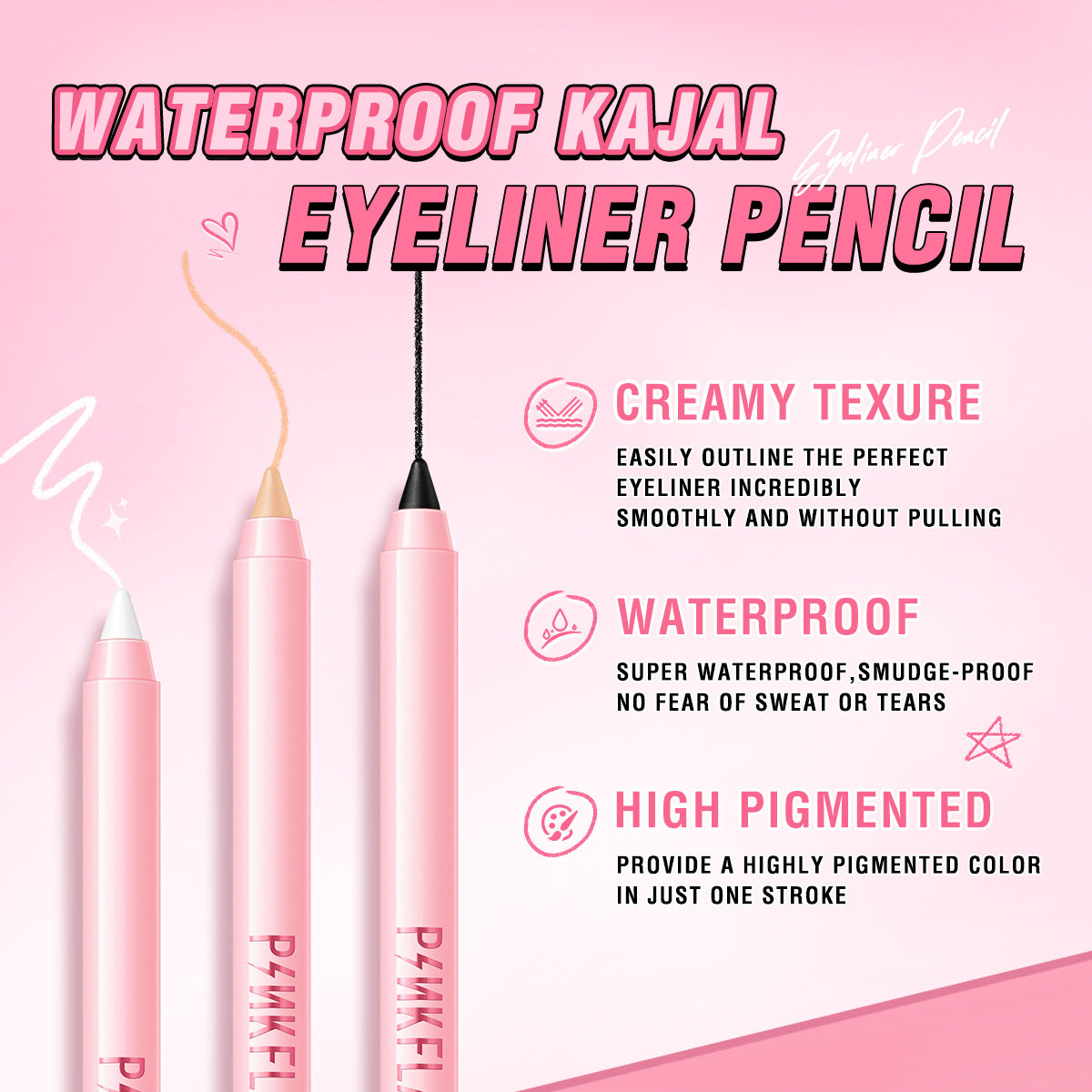 PINKFLASH Waterproof Gel Eyeliner Pencil