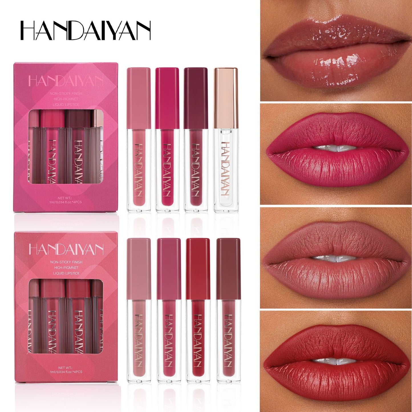 HANDAIYAN 4-Piece Liquid Lipstick Set