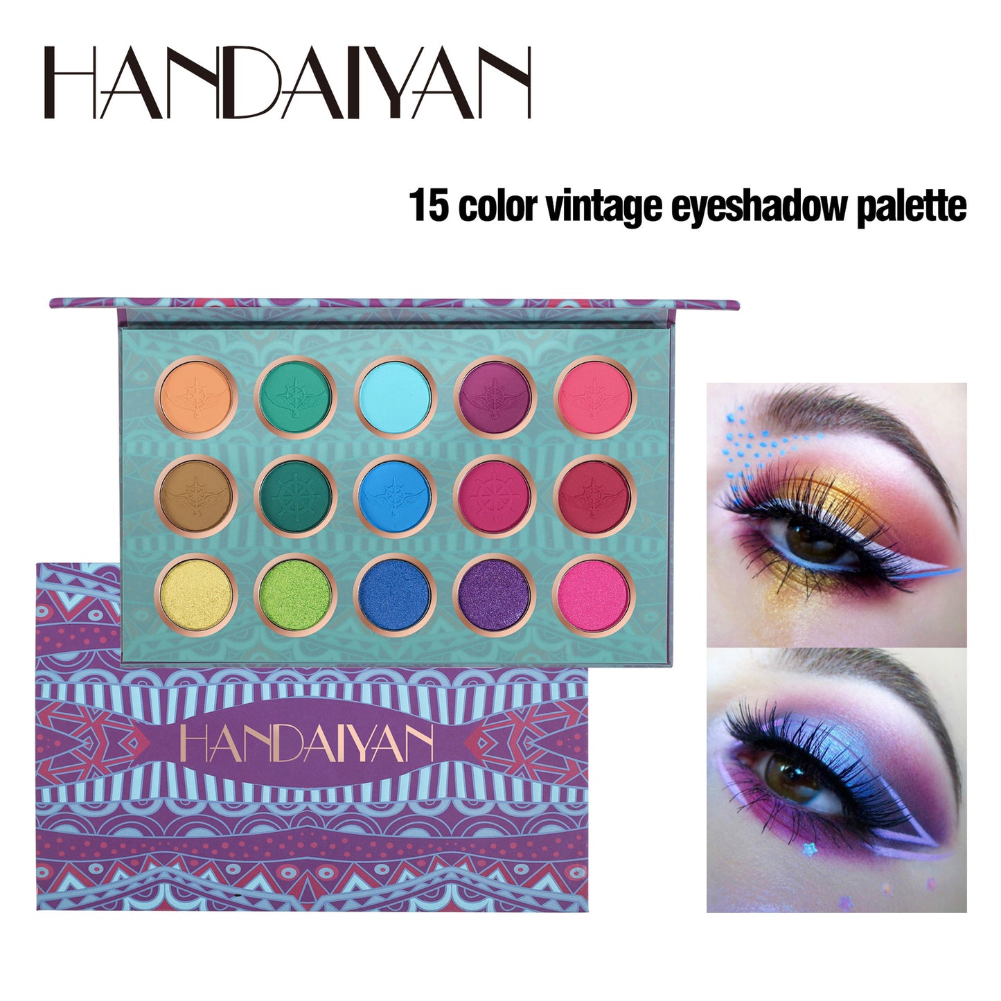 HANDAIYAN 15-Color Eyeshadow Palette with Mirror