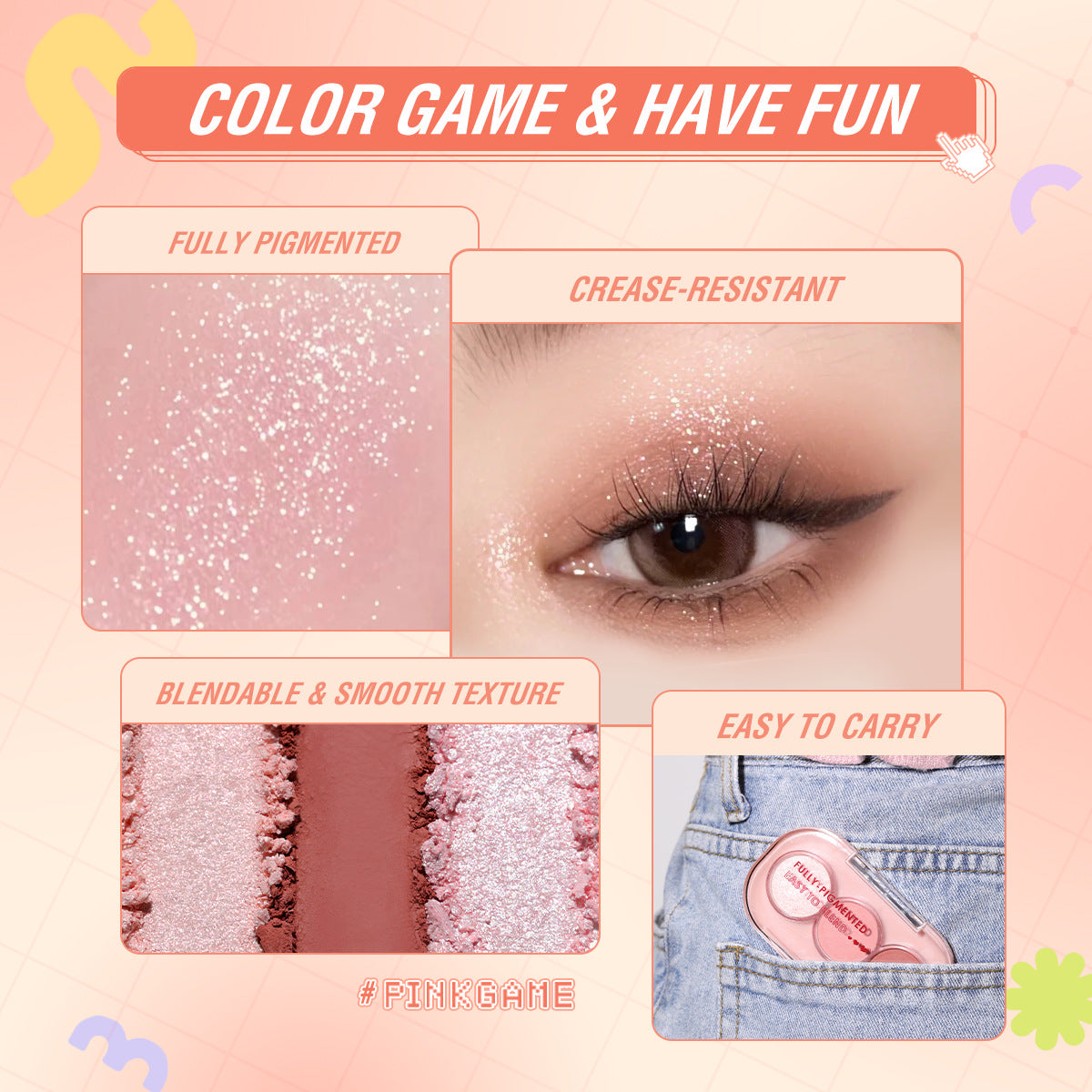 PINKFLASH 3-Color Girly Eyeshadow Palette