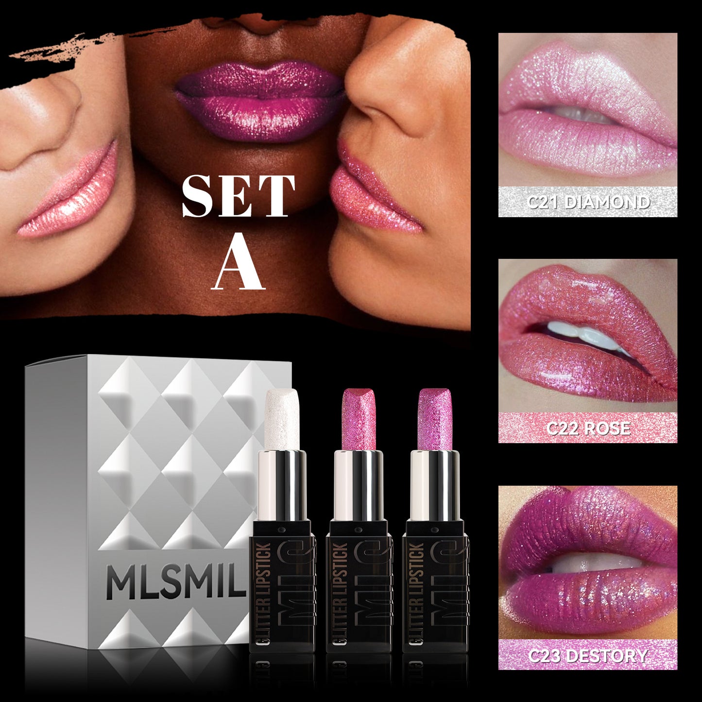 MLSMILE 3-Piece Lipstick Set