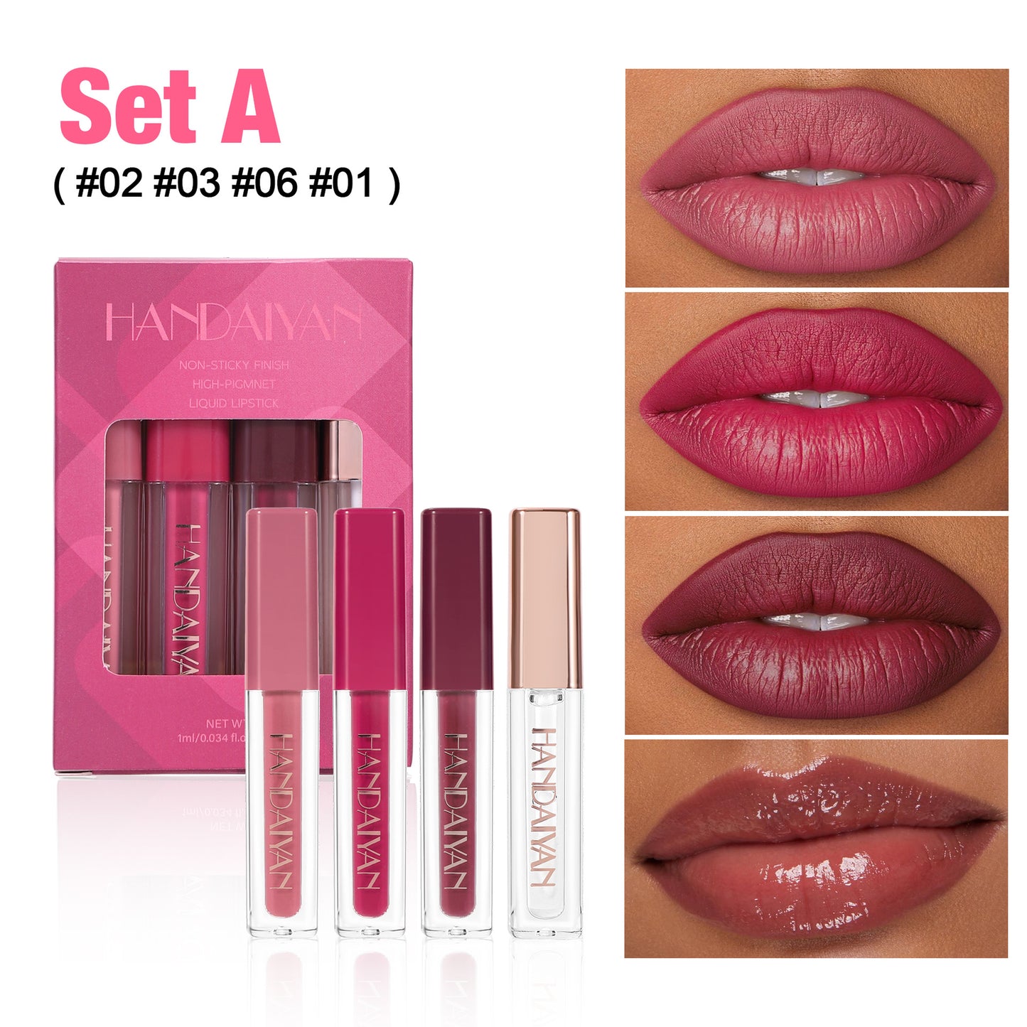HANDAIYAN 4-Piece Liquid Lipstick Set