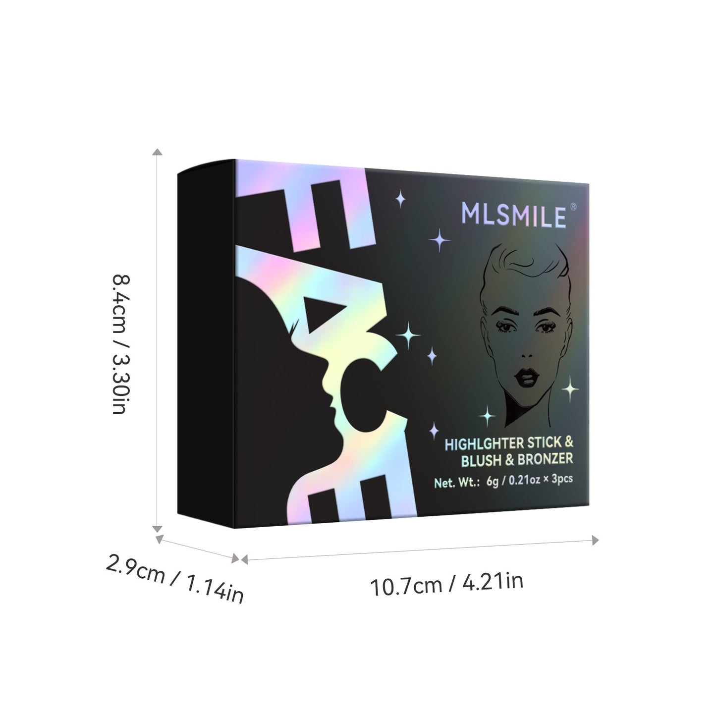MLSMILE 3-Piece Highlight & Contour Stick Set
