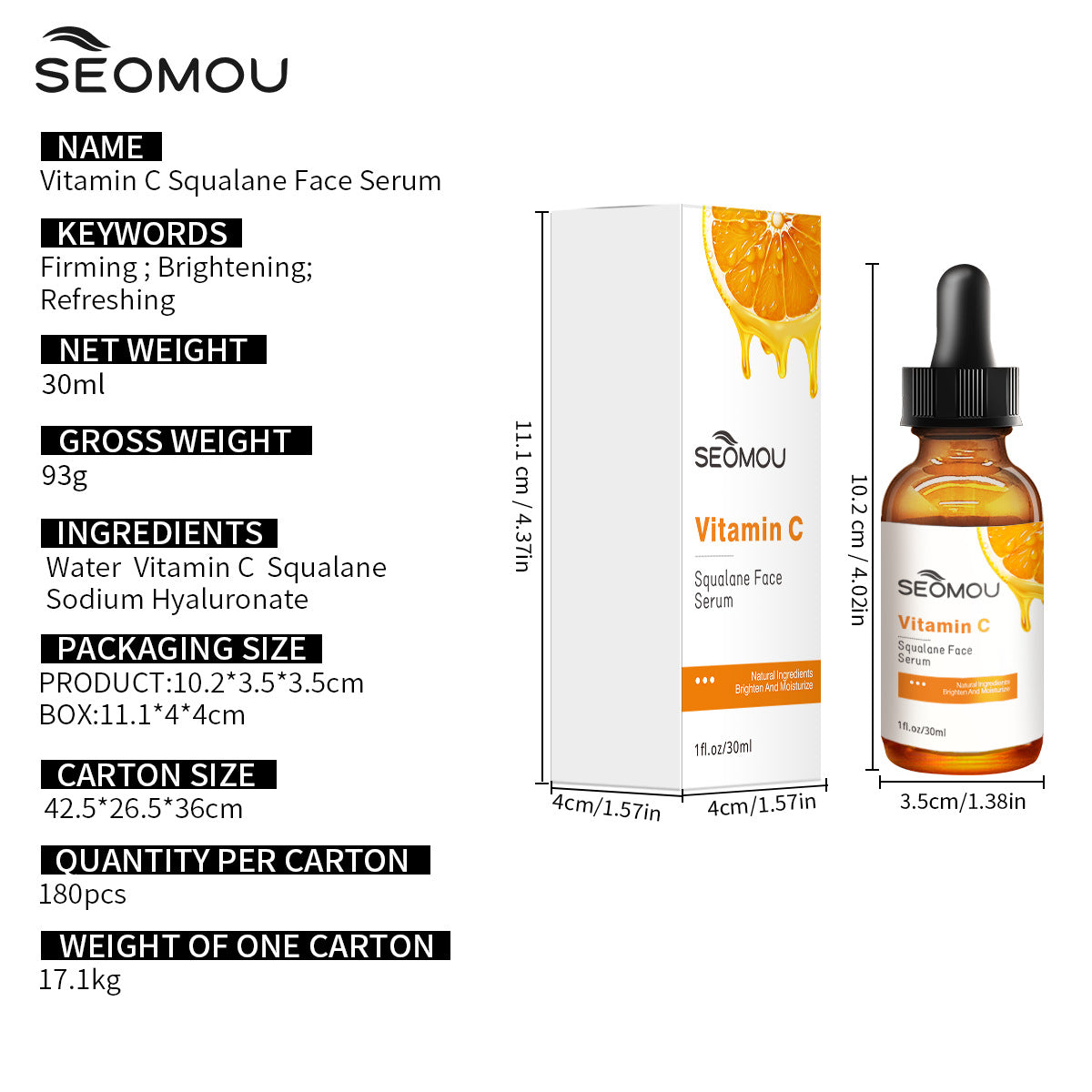 SEOMOU VC Skincare Set – Facial Care Serum & Moisturizing Cream