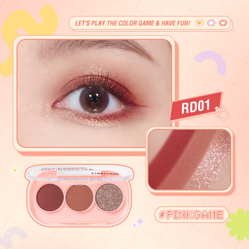 PINKFLASH 3-Color Girly Eyeshadow Palette