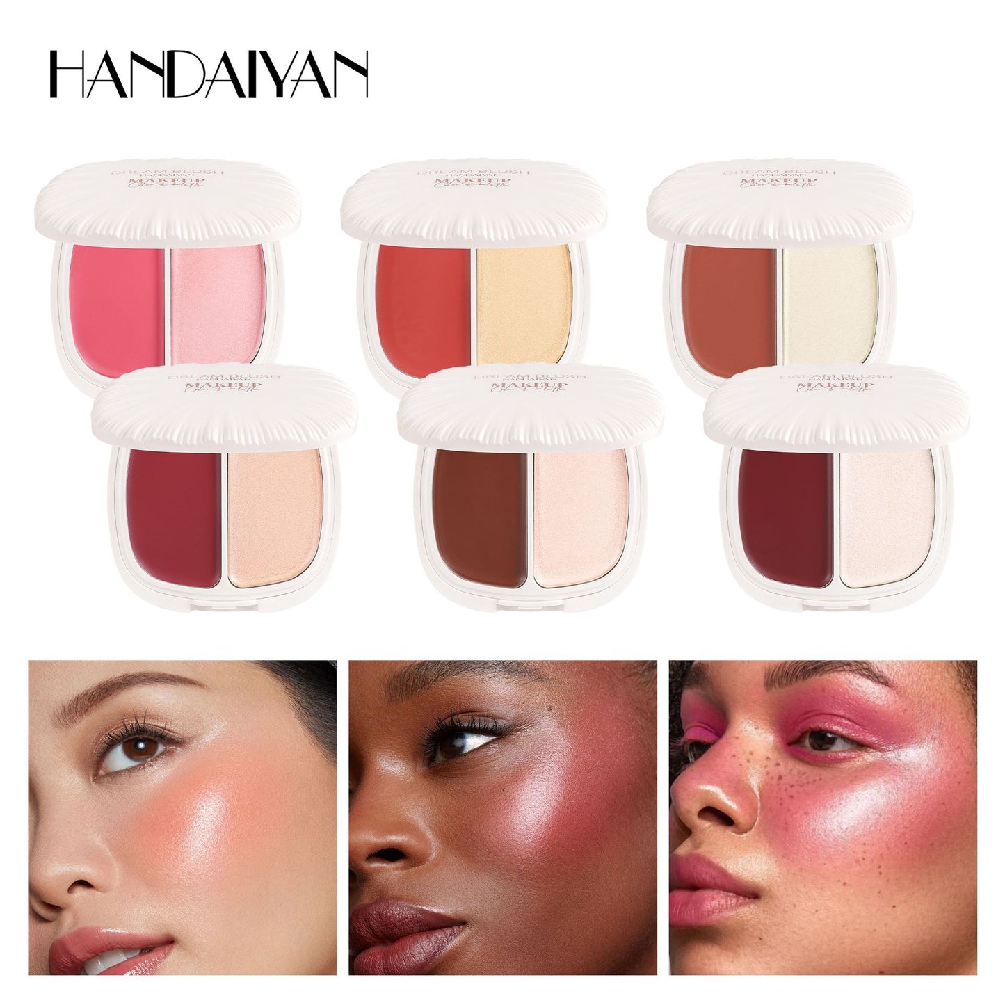HANDAIYAN 2-in-1 Blush & Highlighter Palette