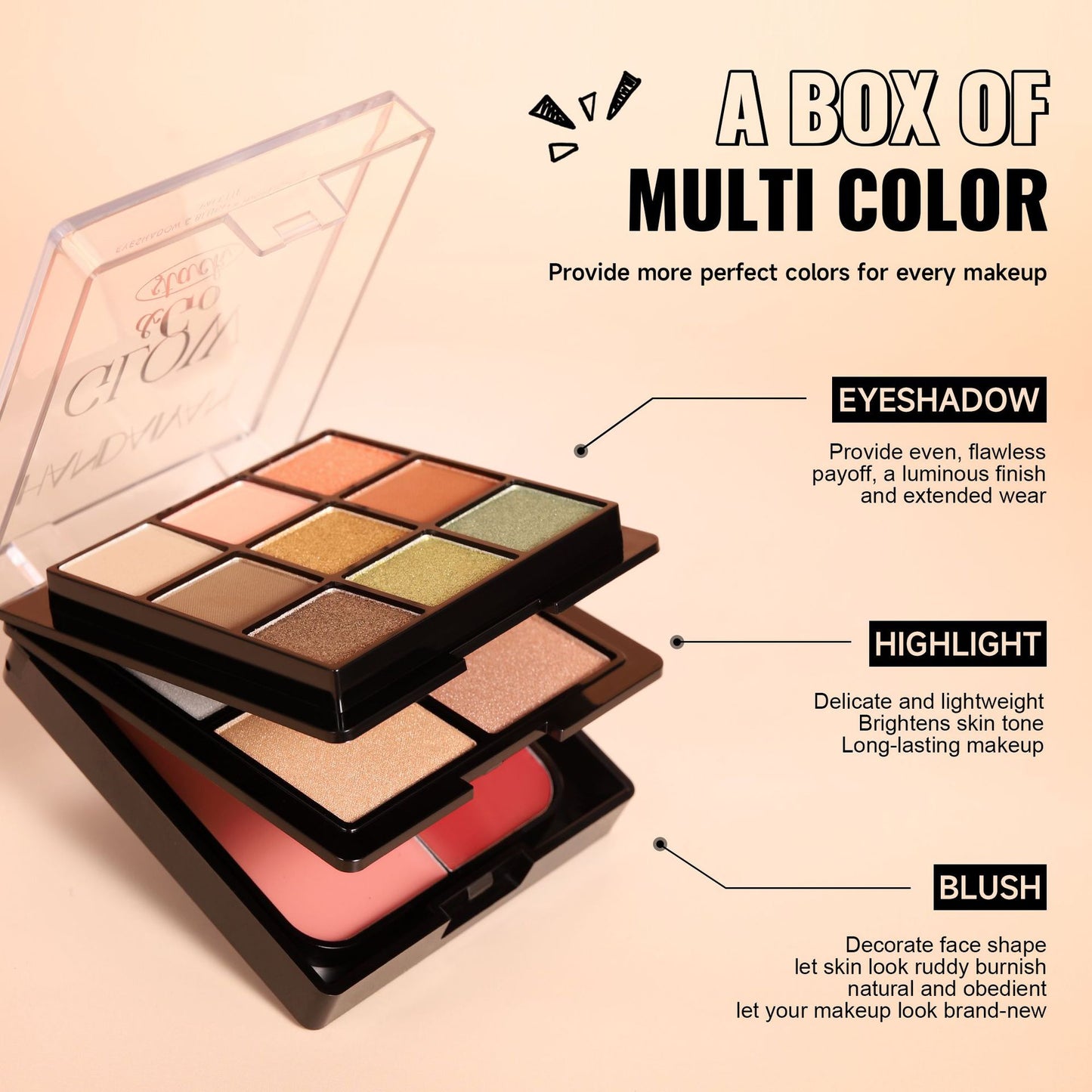 HANDAIYAN 3-in-1 Eyeshadow, Blush & Highlighter Palette