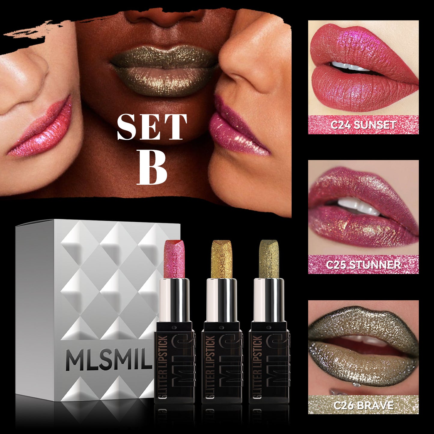 MLSMILE 3-Piece Lipstick Set