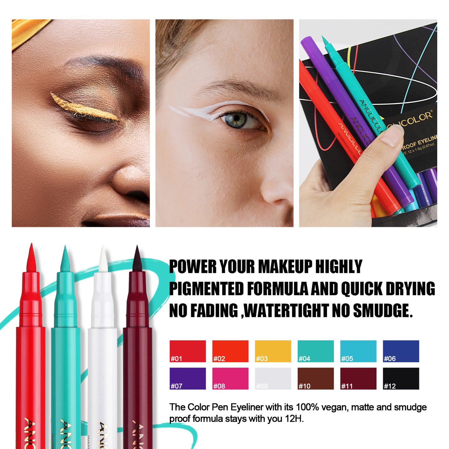 Anglicolor 12-Color Eyeliner Pencil Set