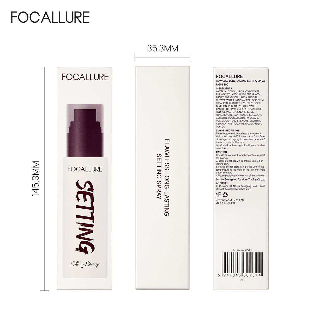 FOCALLURE Hydrating Long-Lasting Setting Spray - Lock & Refresh