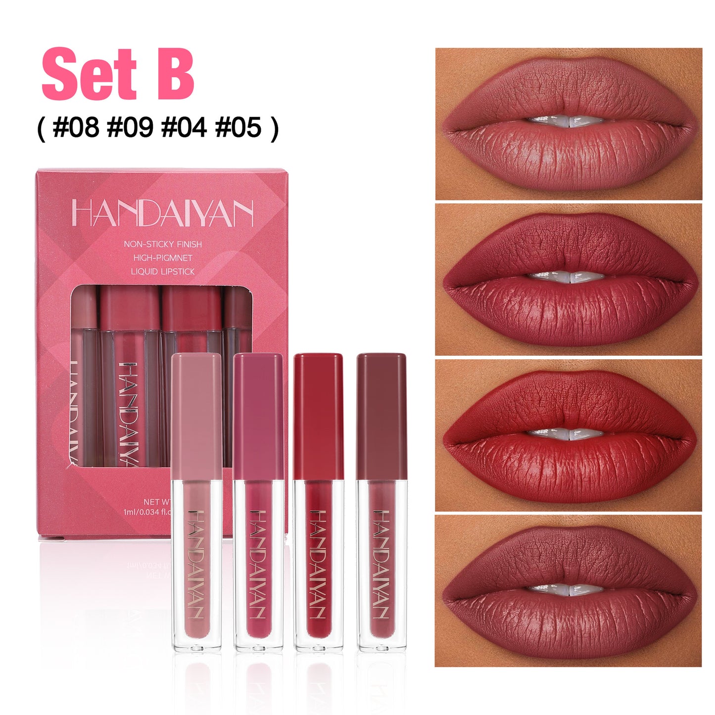 HANDAIYAN 4-Piece Liquid Lipstick Set