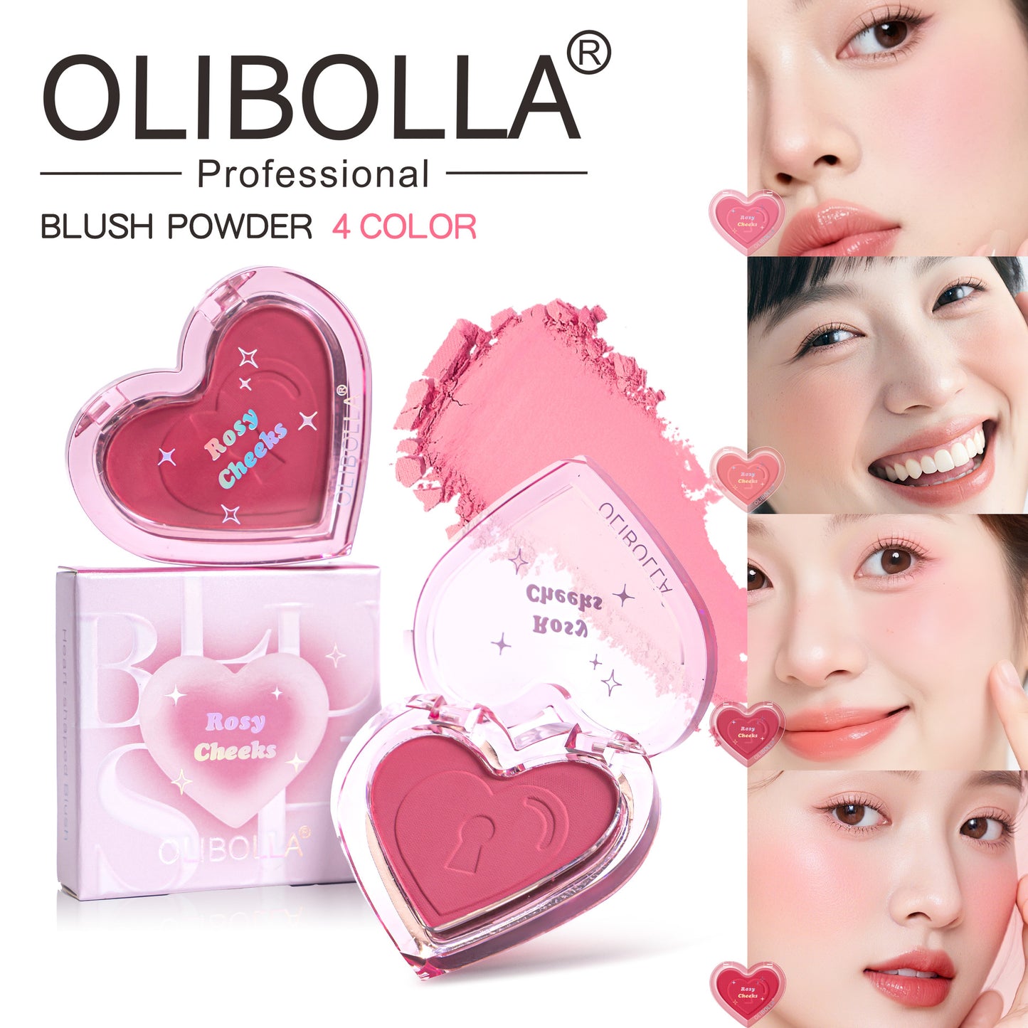 OLIBOLLA Heart-Shaped Blush & Contour Palette