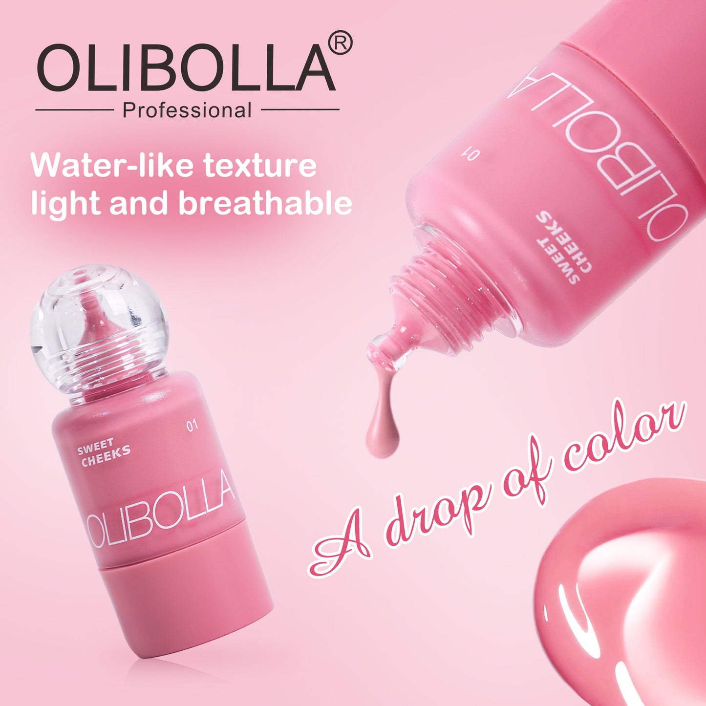 OLIBOLLA Baby Bottle Pump Blush | Dewy Liquid Blush | Long-Lasting Glow | Wholesale 12pcs MOQ | Worldwide Shipping