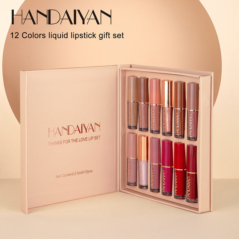 HANDAIYAN 12-Color Pearlescent Lip Gloss Palette