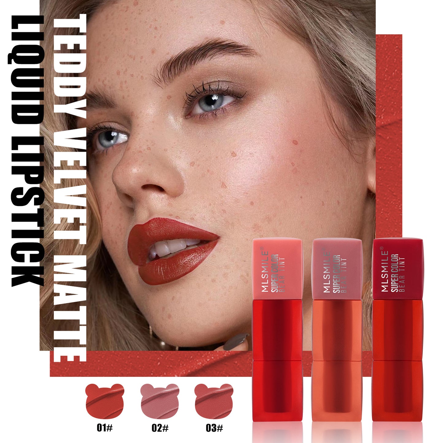 MLSMILE 3-Piece Teddy Lip Glaze Set