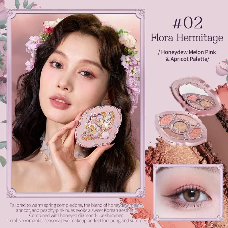 Flower Knows Midsummer Fairytales Collection Embossed Five-Color Eyeshadow Palette 6.5g
