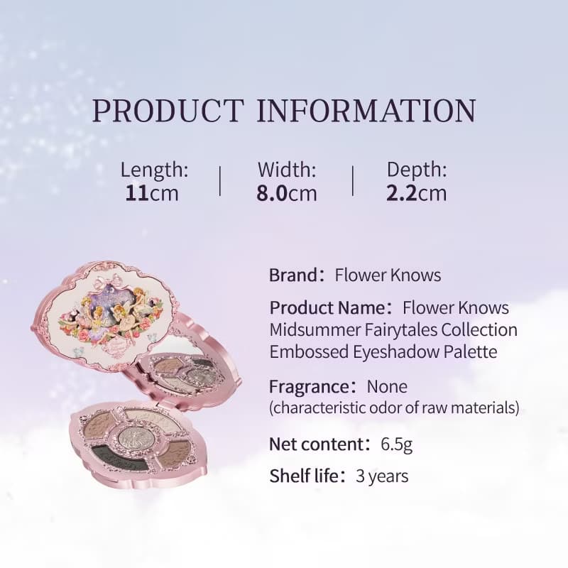 Flower Knows Midsummer Fairytales Collection Embossed Five-Color Eyeshadow Palette 6.5g
