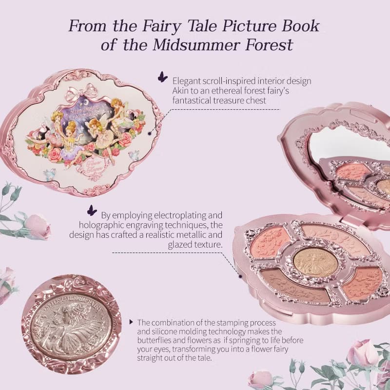 Flower Knows Midsummer Fairytales Collection Embossed Five-Color Eyeshadow Palette 6.5g