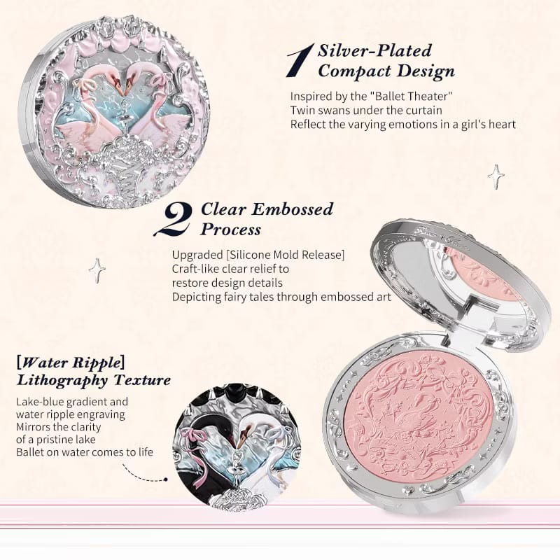Flower Knows Swan Ballet Series Embossed Soft Blush Powder – 5g