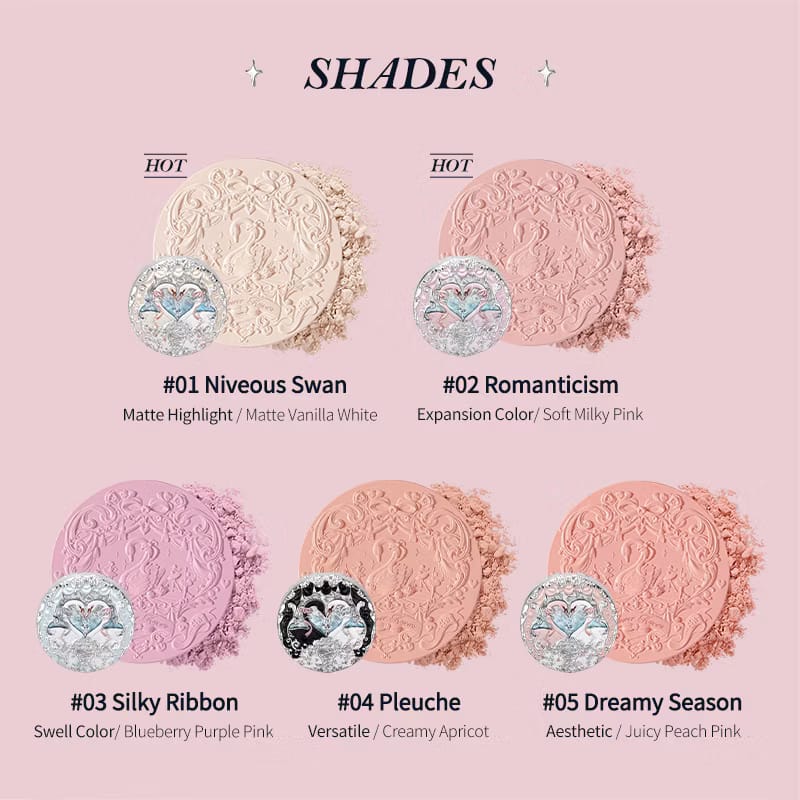 Flower Knows Swan Ballet Series Embossed Soft Blush Powder – 5g