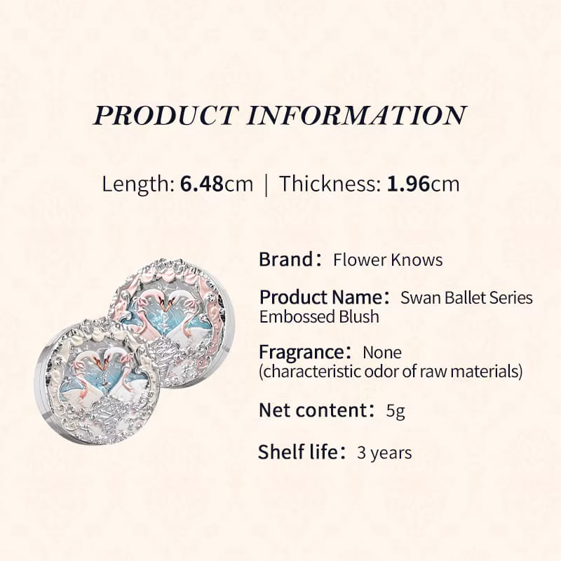 Flower Knows Swan Ballet Series Embossed Soft Blush Powder – 5g