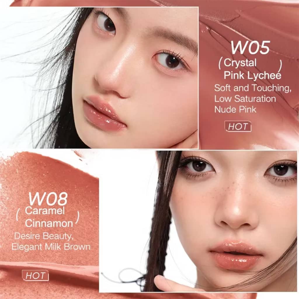 JUDYDOLL Duo Lip Gloss Double-Ended Lip Glaze Moisturizing Lip Oil Water-Gloss Mirror Matte Lipstick