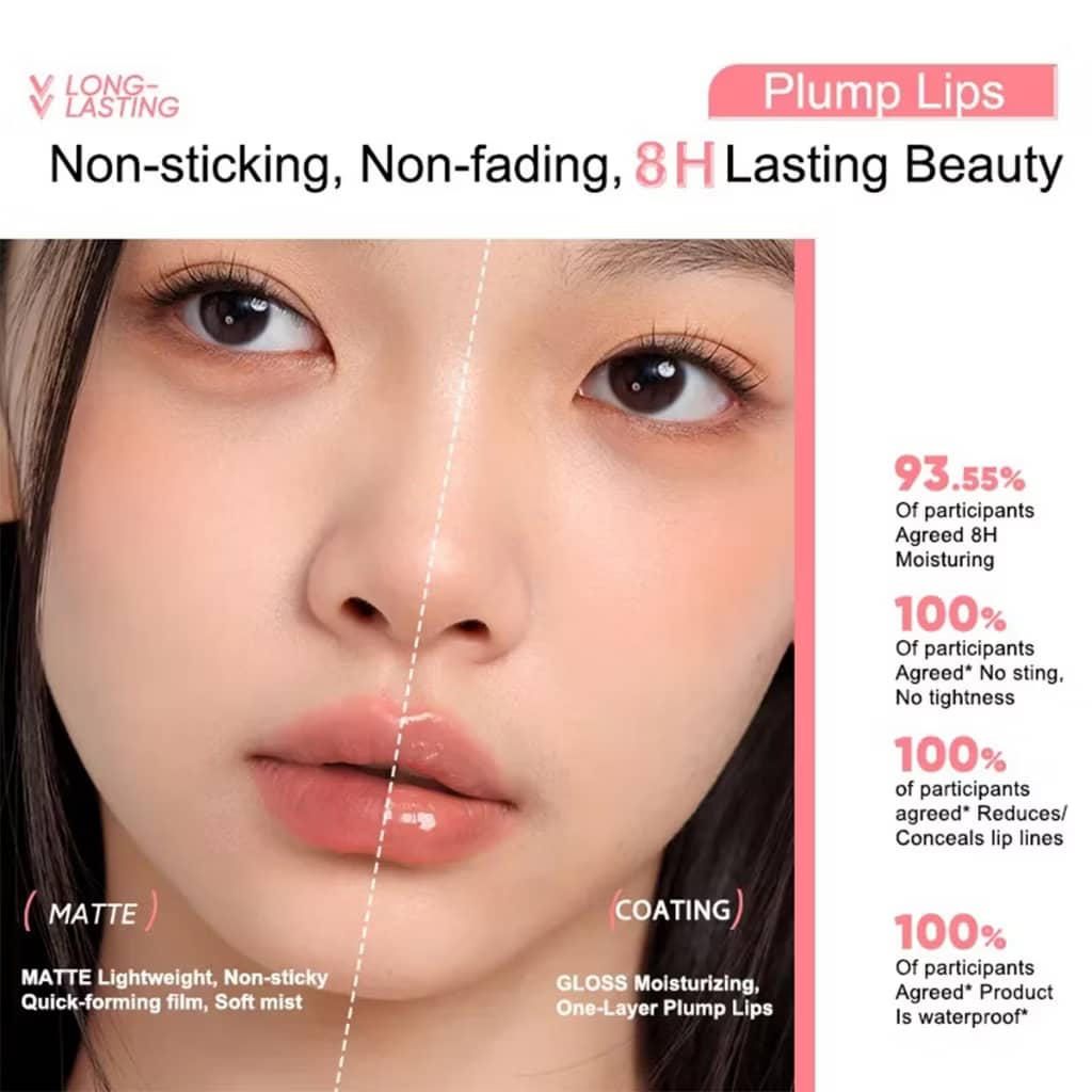 JUDYDOLL Duo Lip Gloss Double-Ended Lip Glaze Moisturizing Lip Oil Water-Gloss Mirror Matte Lipstick