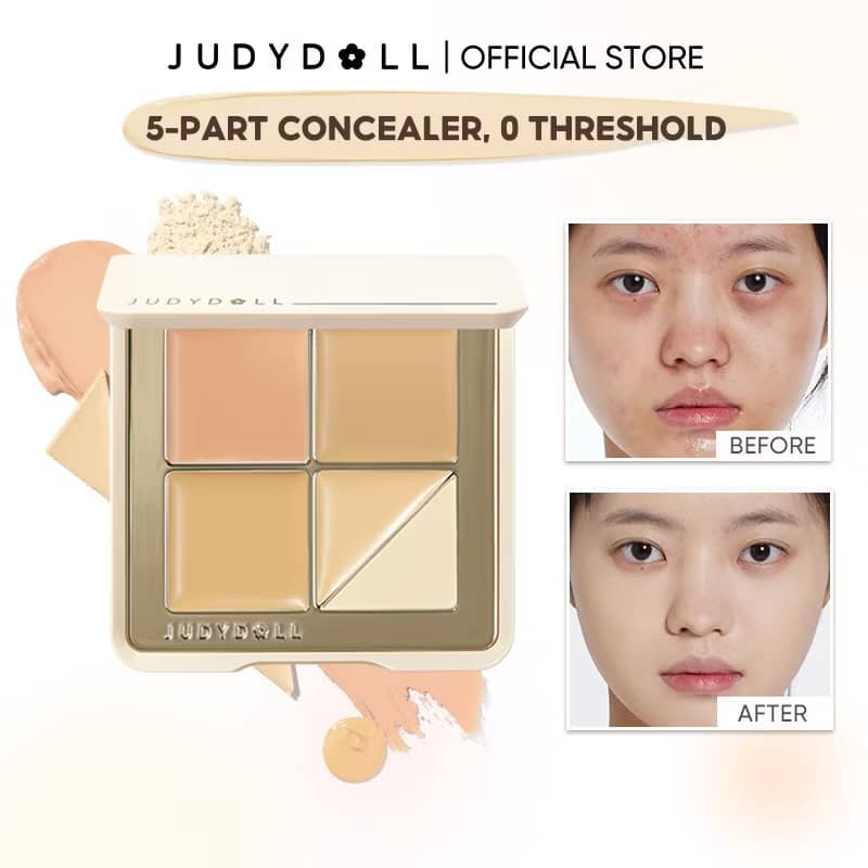 JUDYDOLL Concealer Palette Covering Blemishes Highlighting Concealing Scars Eye Circles 5 Colours