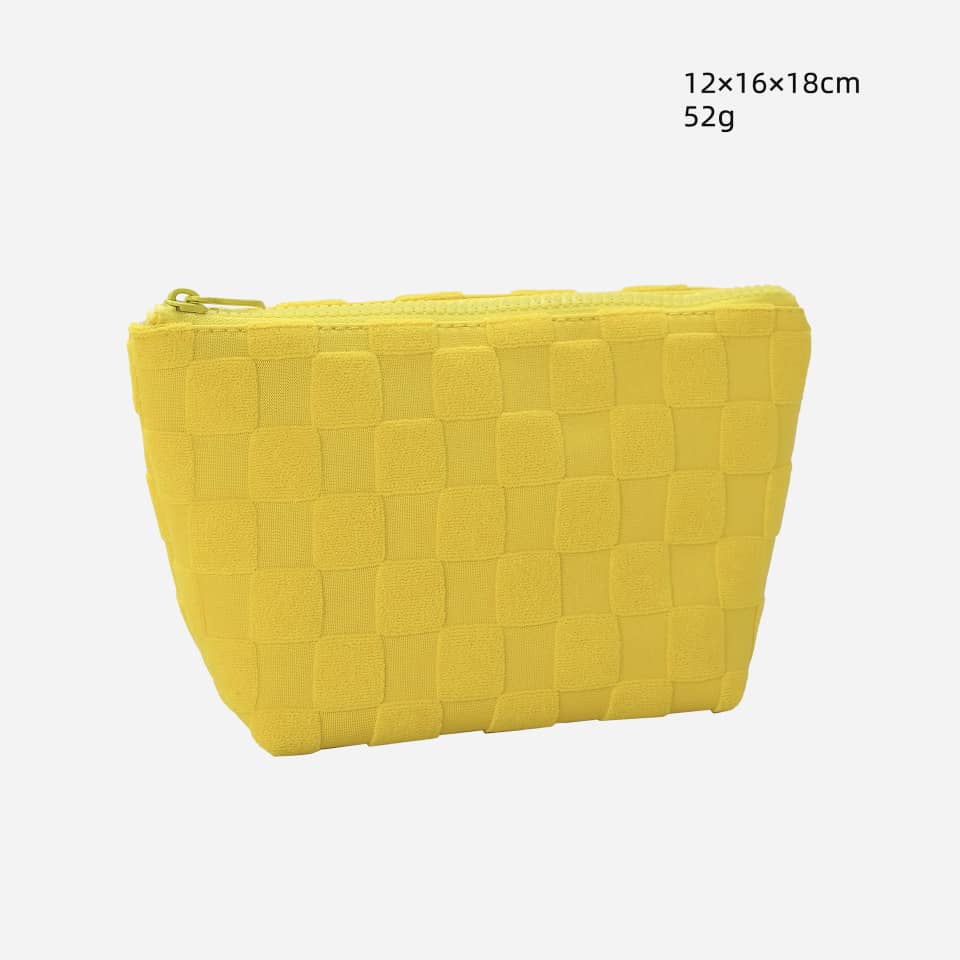 Waffle Check Lamb Fleece Makeup Cosmetics Bag