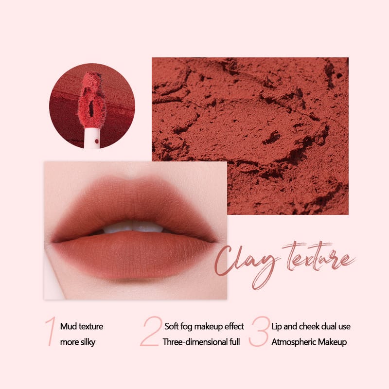 INTO YOU heroine lip mud matte lip and cheek dual-use long-lasting non-stick lip mud lipstick