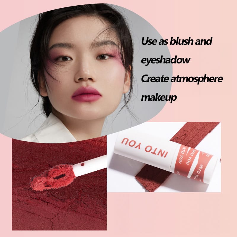 INTO YOU heroine lip mud matte lip and cheek dual-use long-lasting non-stick lip mud lipstick