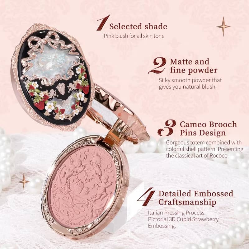 Flower Knows Strawberry Rococo Series Blush | Single Shade 5g | Long-Lasting Soft Matte Finish