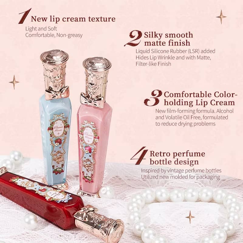 Flower Knows Strawberry Rococo Series Cloud Lip Cream | 3.5ml Velvet Lip Gloss